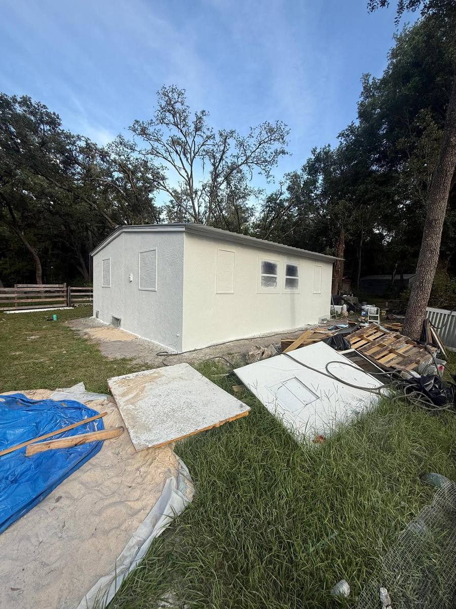 Fresh stucco base coat applied to exterior