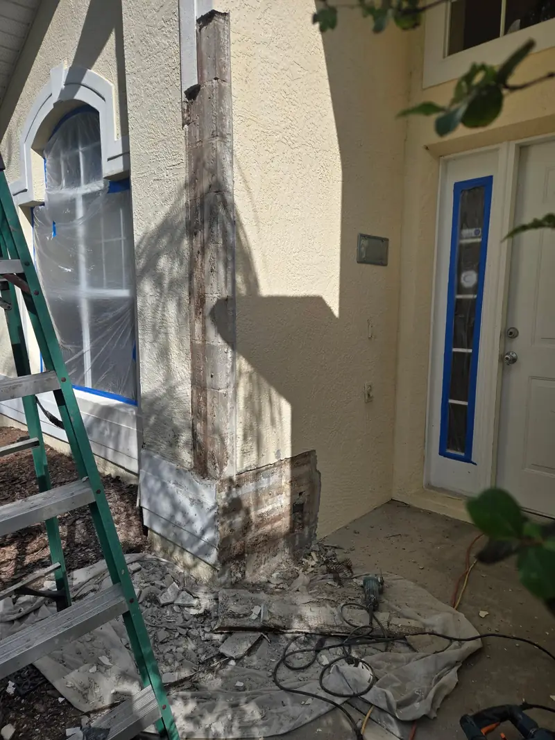 Column stripped back for a complete rebuild