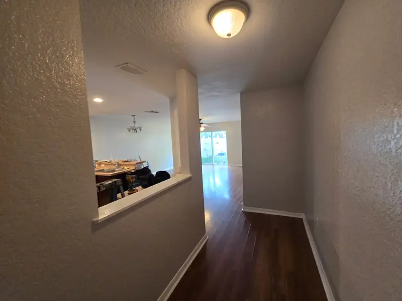 Hallway walls and trim finished to match
